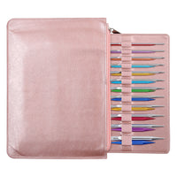 Knitting Needle Set with White Crochet Hook and Colorful Ring Needles, Pink Accessories