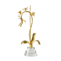 Floral Figurine Lustrous Flower Figurine with Crystal Base Decorative Decor for Console Table