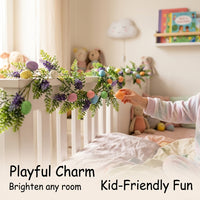 Easter Egg Garland with Green Leaves, Artificial Silk Flower Garland for Indoor Display, Decorative  - Image 4