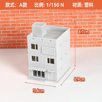4-Piece 1:150 Scale Building Model Kit for Sand Table Scenes