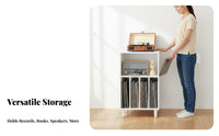 Multi-Purpose Vinyl Vinyl Storage Cabinet Multifunctional Vinyl Vinyl Storage Console Mid-Century-Century Modern Design Album Cube Organizer Solid Wood for Audiophiles, Living Room, Bedroom, Study