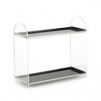 Two-Tier Rack with Transparent Panels Clear Countertop Organizer for Coffee Bar