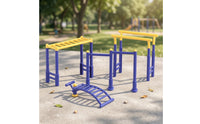 4 Pieces Mini Miniature Gym Set Plastic Dollhouse Playground Equipment Two-Tone Miniature Parallel Rails Colorful for Children, Collectors, Pretend Play, School Diorama