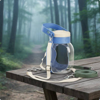 Portable Dog Water Cup with Strap Foldable Pet Water Bottle Wide Mouth Travel Bowl for Outdoor