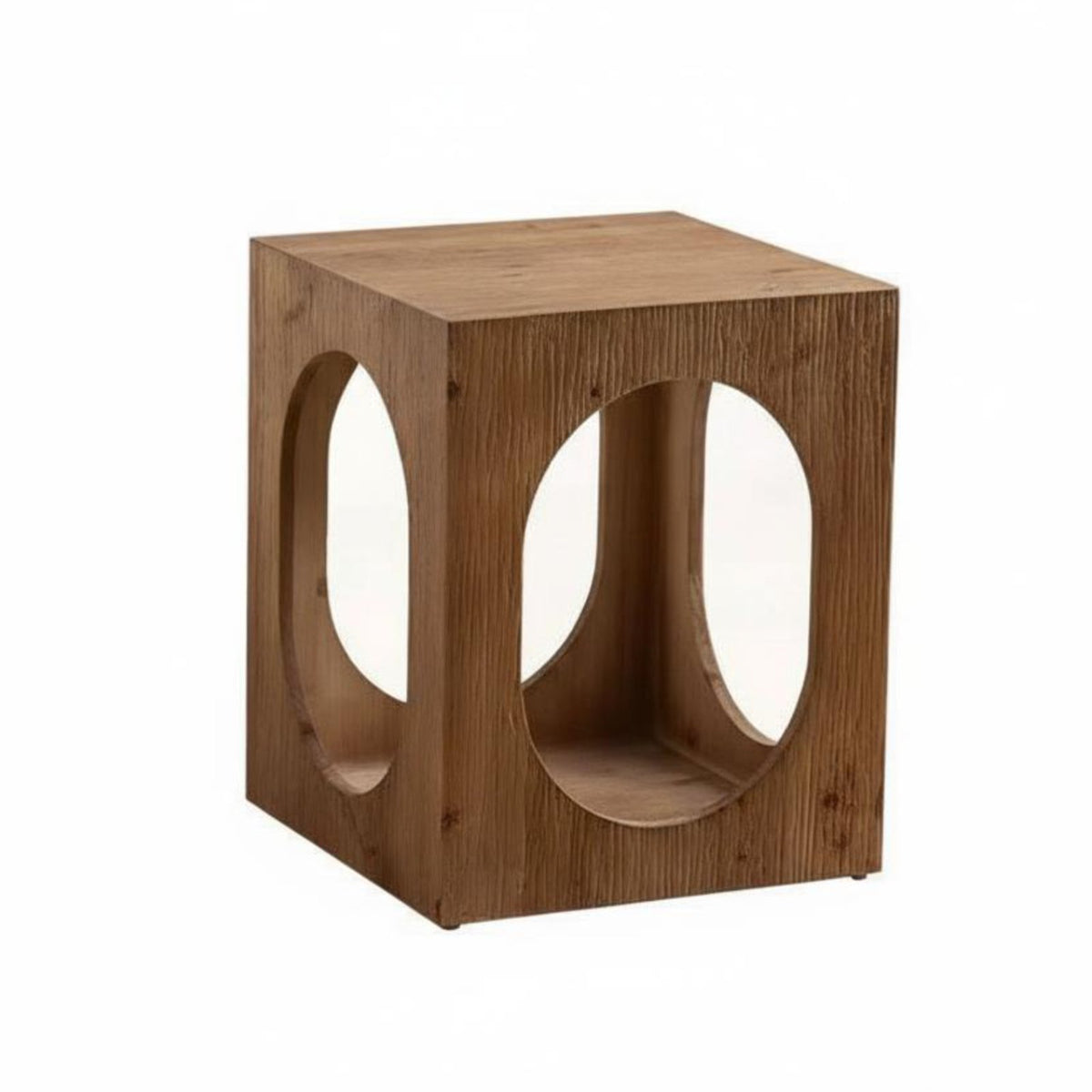 Sturdy Wood Block Table Wabi-Sabi Aesthetic Nightstand Distressed Finish Multifunctional for Interior Decorators, Students