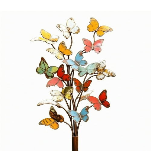 Butterfly Garden Stake Multicolored Metal Butterfly Stake Pointed Base for Pots