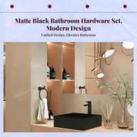 Matte black towel rack with shelf