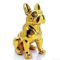 French Canine Figurine Glossy French Canine Statue Decorative Dog Statue with Necklace for Office, Entryway