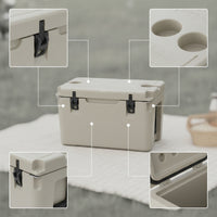 Heavy-Duty Insulated Cooler with Divider Sturdy Hard Cooler with Cup Holders Large Capacity Ice Chest with Cup Holders for Campers, Anglers, Camping, Picnics, Fishing