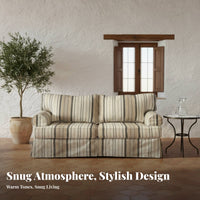 Striped 3-Seater Settee Mediterranean design 3-Seater Settee rustic Country Design Sofa for Families, Homeowners, Lounge Area, Den, holiday Home