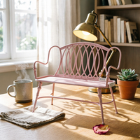 Garden Bench with Armrests Vintage Metal Bench Antique-Look Furniture for Homeowners, Gardeners, Entryway