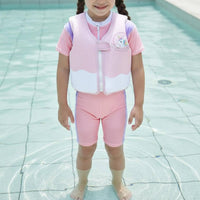 No Inflation Needed Kids Foam Swim Vest Cute Ruffle Design Kids Swim Vest Soft Comfort Material Life Jacket Adjustable Crotch Strap for Toddlers, Beach