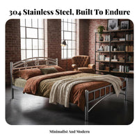 pipe-framed foundation Bed sturdyDuty Bedroom Furniture Sturdy Construction Mattress Base for Adults, Apartment Dwellers, Home, Guest Room, Small Apartments