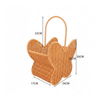Butterfly-shaped Basket Faux Rattan Storage Basket with Handle Wicker Decorative Carrier Rustic Handwoven Surface Suitable for Desk Organization Home Use