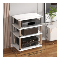 1 Piece High-fidelity Equipment Stand Audio Shelf Amplifier Rack Annealed Glass Solid Stainless Steel Open Ventilation Design Vibration Damping Suitable for Audiophile Listening Room Home Theater