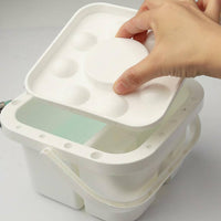 3-Section Brush Washer Slanted Grooves Portable Watercolor Container for Artists
