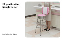 Retro Eatery Stool Backrest Assist Counter Chair With Footrest Upholstered Pad for Adults, Kitchen Island, Dining Room