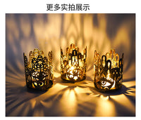 Vintage Iron Hand of Fatima Candle Holder with Cutout Design
