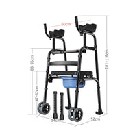 Upright Folding Walking Assistant Strolling Support Height Adjustable Standing Gait Support with Armrests Foldable Folding