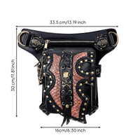 Industrial Steampunk Waist Bag Handsunrestricted Waist Bag with Adjustable Belt Portable Pouch with Chain Casual for Festivals