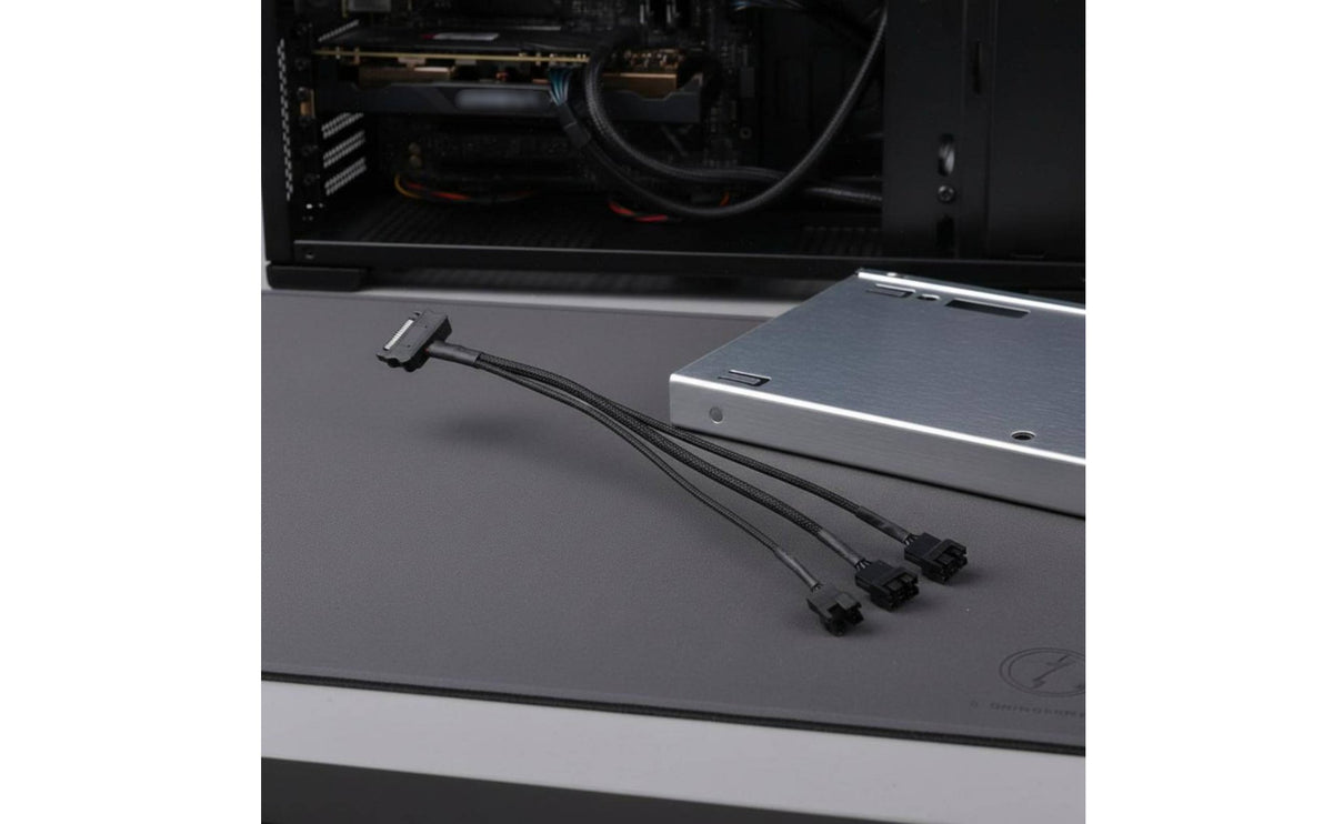Single to Triple Fan Power Splitter Cable Tinned Copper Conductor Serial ATA to 3 Fan Splitter for Enthusiasts