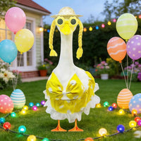 Polkas Dot Goose Ornament Hawaiian Theme Goose Costume Decor Cute Dress-Costume Design Outdoor Animal Decoration for Patio