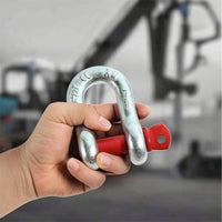 Shackle with Red Pin Compact Bow Shackle Textured Clevis for Riggers, Mechanics, Rigging, Towing, Workshops
