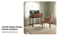 Bedside Vanity Cabinet French aesthetic Dressing Table Storage Drawer Cushioned Stool Included for Teens