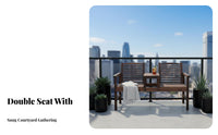2 Pieces Slatted Bench Outdoor Seating Two-personand-jill Bench Carbonized Wood Stable Construction Convenient Central Table Suitable for Garden Lovers Balcony Courtyard Porch