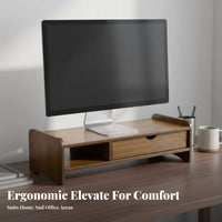 Space-Saving Monitor Stand with Drawer Ample Storage Screen Riser with Drawers Sturdy & Stable Desktop Organizer Ergonomic Design for Office Workers, Students, Gamers, Study Room, Workstation
