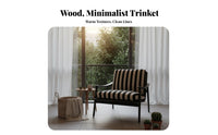 Striped Wooden Armchair Black and Light Stripes Striped Upholstered Armchair Retro Design Mid-Century Aestheticera Modern