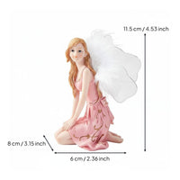 European Fairy-Themed Floral Nymph Figurine Feather Statuette Girlish Charm Appendages Heavenly Maiden Statue for Desktop, Bedroom