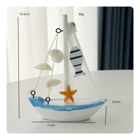 Mediterranean Design Boat Decor Handmade Miniature Sailboat Model Pre-Assembled