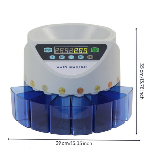 Multi-Bin Coin Sorter Machine Digital Coin Sorting Machine Tabletop Compact for Shops, Offices, Kiosks, Currency Handling, Till Organization