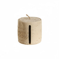 Travertine Style Tissue Canister Minimalist Design Cylindrical Tissue Box Material Washroom Organizer for Living Room
