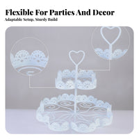 Light Light Blue Two-Tier Cupcake Stand Food Heart-Safe Handle Cupcake Stand Reusable Dessert Display Display Lightweight for Wedding
