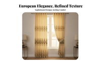 European Design Embroidered Valance Curtain Set Blackout Embroidered Valance Curtain Hook Mount Drapery Floor-Length for Homeowners, Decorators, Interior Design Enthusiasts, Living Room, Bedroom, Hotel