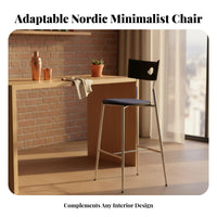 Wireframe Counter Stool Nordic Design Bar Chair With Supportrest Built-in Footrest for Entertainers, Cafe, Restaurant