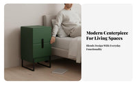 Curved Single-Drawer End Table custom-crafted visual design aesthetic Nightstand Spacious Storage