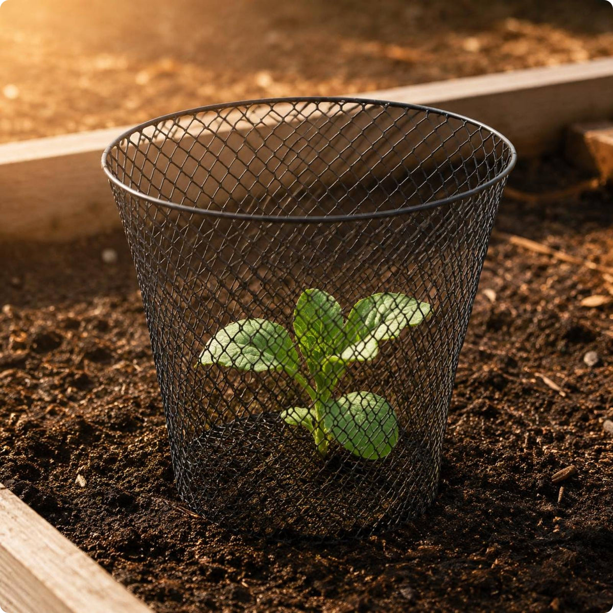 Tapered Plant Enclosure Metal Seedling Protector Black for Seedlings
