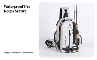 Organized Fishing Shoulder Bag with Rod Holder Handsunencumbered Fishing Tackle Bag Compact Tackle Pack Lightweight for Anglers, Outdoor Trips