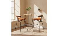 Modern Bar Stool with Backrest Upholstered Bar Stool with Footrest Long-Lasting Furniture Supportive for Cafe