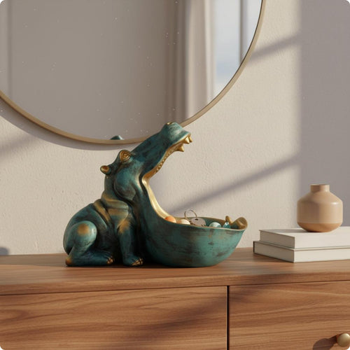 Hippo Candy Dish Multifunction Hippopotamus Figurine Multi-Use for Living Room