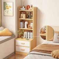 Narrow Bookcase with Drawers Space-Saving Cabinet with Shelves and Drawers Bedside Cabinet with Shelves for Bedroom, Small Areas, Living Room