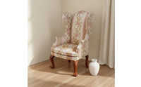 1:6 Scale Armchair Handmade Dollhouse Wingback Chair Detail Miniature Floral Textile for Diorama