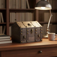 Antique Design Storage Box with Lock Sturdy Wood Construction Decorative Storage Box Wooden Treasure Chest Handmade