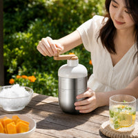 Stainless Steel Hand Crank Ice Shaver Detachable Manual Ice Shaver Non-Electric Kitchen Appliance Portable for Home Cooks, Dorm Room, Camping