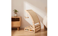 Cat Scratching Board with Rollers Curved Cat Scratcher with Play Spheres Stable Pet Activity Center for Small Apartments