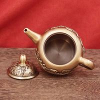 黄铜复古龙凤茶壶做旧中式茶具套装供奉用品客厅铜器观赏摆件批发