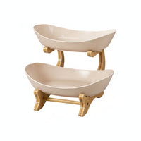 Fruit Tray with Stand Space-Saving Fruit Bowl with Tiers Freestanding for Hosts